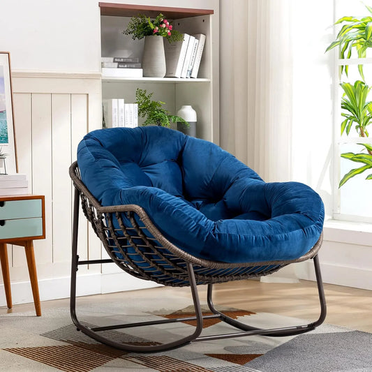 Extra Large Rocking Egg Chair - Comfy Indoor/Outdoor Wicker Lounge
